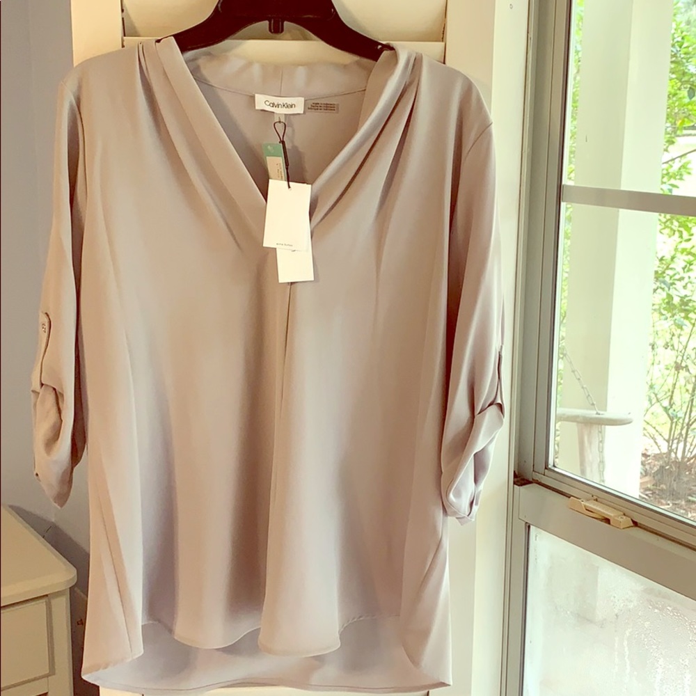 NWT|| Gray Blue Calvin Klein L Blouse || StitchFix